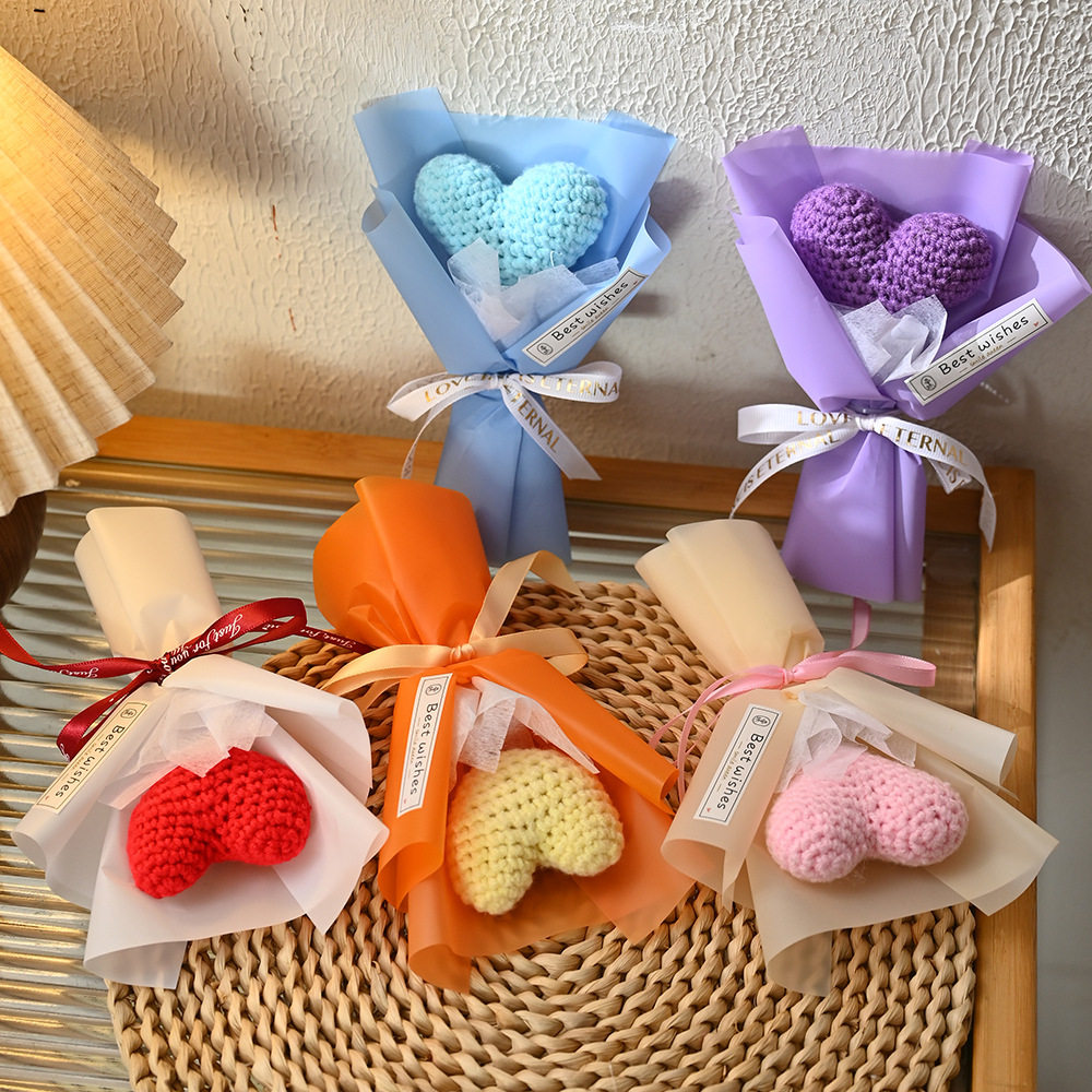 情人节针织爱心毛线小花束客厅桌面摆件母亲节伴手礼配饰礼品跨境,鲜花速递/花卉仿真/绿植园艺,仿真花,淘宝优惠券,粉丝福利购,淘宝优惠卷