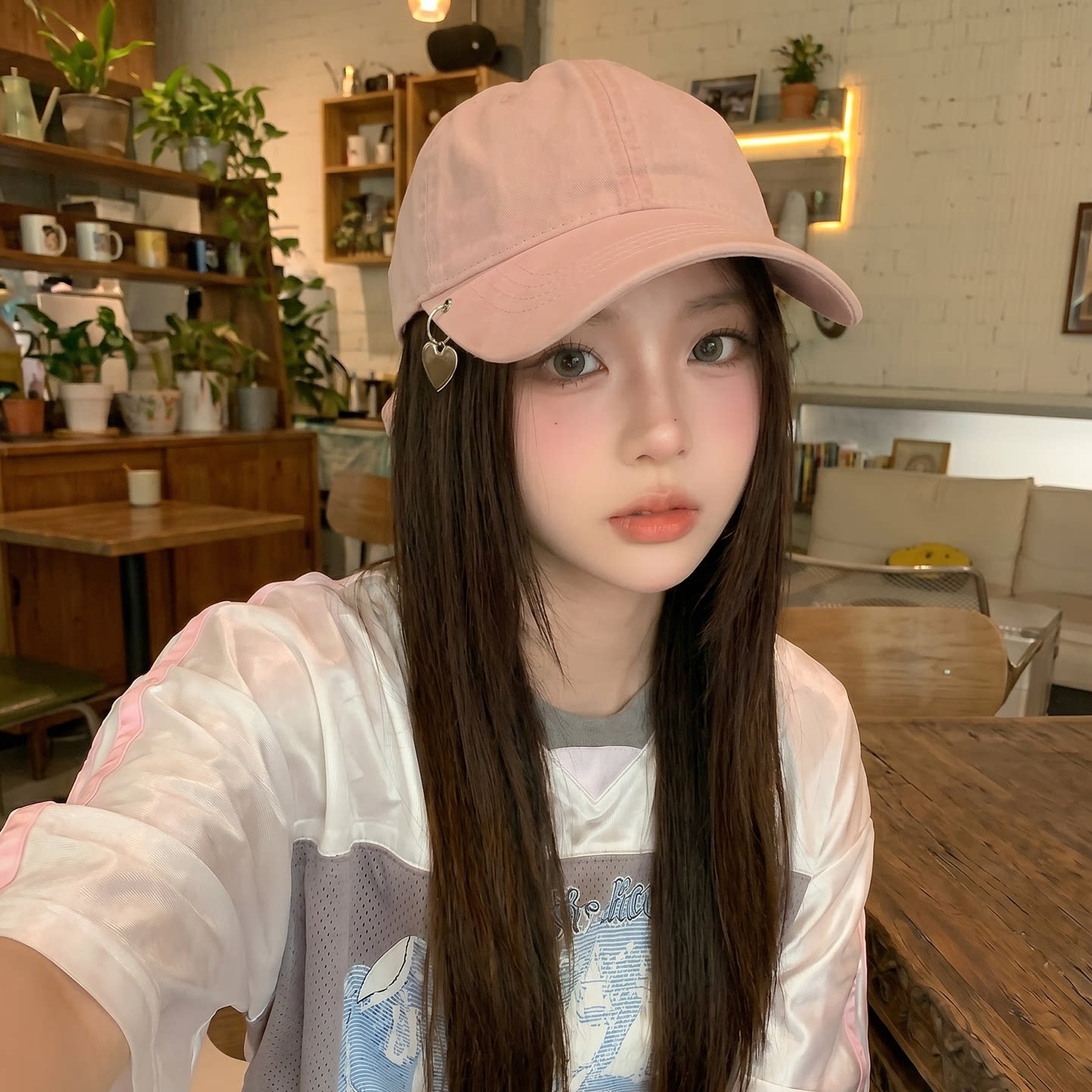 韩版爱心吊坠水洗牛仔棒球帽女夏