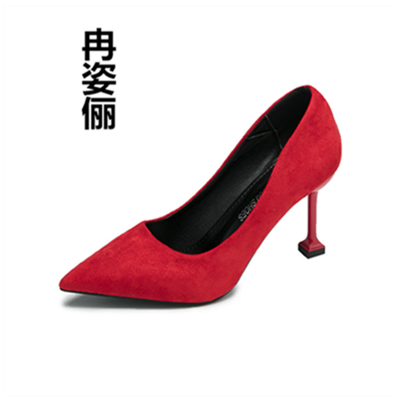 婚鞋高跟鞋女2025春秋季新款百搭小清新少女细跟尖头黑色猫跟单鞋