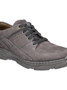 代购JOSEF SEIBEL男士休闲鞋透气软底轻便舒适灰色系带圆头平跟