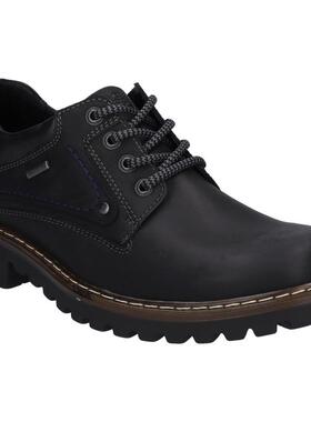 代购JOSEF SEIBEL男士工装靴防水耐磨防滑舒适黑色系带圆头厚底