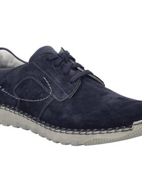 代购JOSEF SEIBEL男士休闲鞋透气软底轻便舒适深蓝色系带圆头