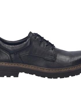 代购JOSEF SEIBEL男士皮鞋耐磨防滑舒适轻便黑色系带圆头厚底