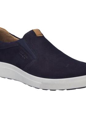 代购JOSEF SEIBEL男士乐福鞋轻便软底透气舒适深蓝色圆头