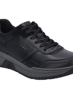 代购JOSEF SEIBEL男士休闲鞋透气轻便软底舒适黑色系带圆头平跟