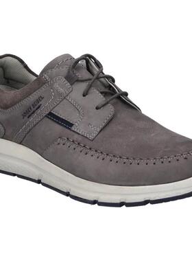 代购JOSEF SEIBEL男士休闲鞋透气轻便软底舒适灰色系带圆头平跟