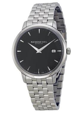 代购Raymond weil雷蒙威男士腕表日期夜光防水计时钢带金属黑色