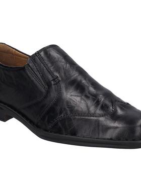 代购JOSEF SEIBEL男士乐福鞋透气软底轻便舒适黑色套脚方头