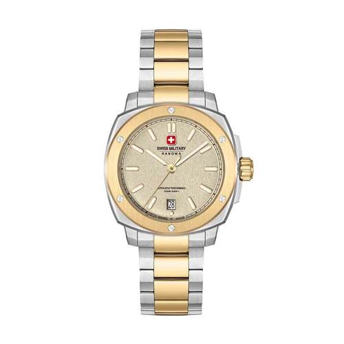 代购SWISS MILITARY HANOWA男士腕表日期夜光计时防刮双色金属