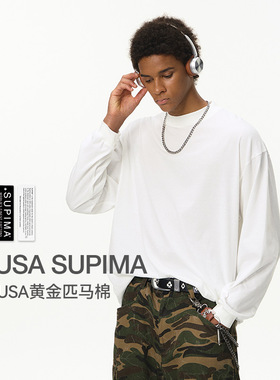 USA黄金匹马棉长袖T恤25秋季新品纯色基础款小高领上衣