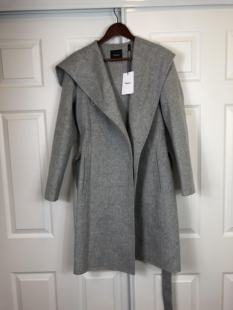 小猫儿美国直邮Theory灰色羊毛羊绒气质长款系带大衣外套 795美金