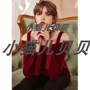 小猫儿美国代购 Theory酒红色纯羊绒肩带毛衣 395美金 美国直邮