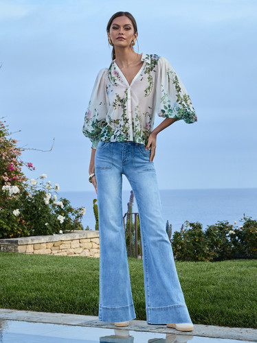 小猫儿美国Alive Olivia复古印花真丝棉衬衫