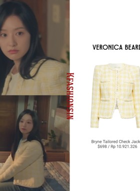 小猫儿美国代购直邮 Veronica Beard小香风粗花呢鹅黄色气质外套