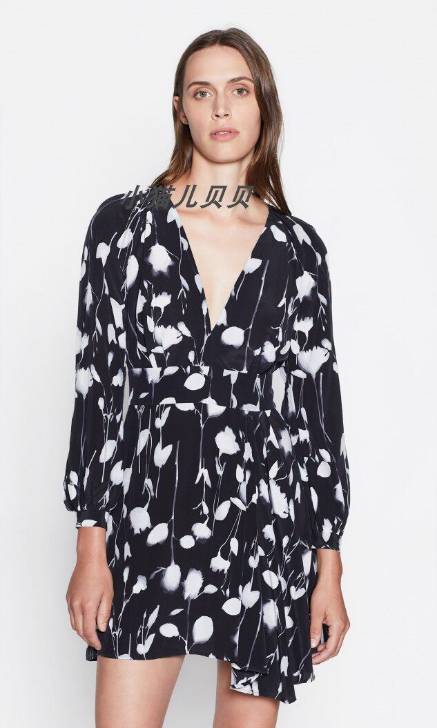 小猫儿美国代购 Equipment新款长袖V领真丝连衣裙