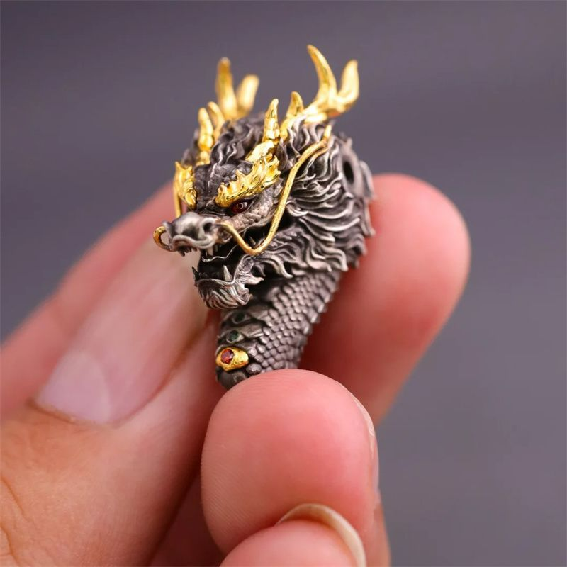 创意龙三通通孔转运珠手链项链diy配件复古国风做旧时尚潮流高