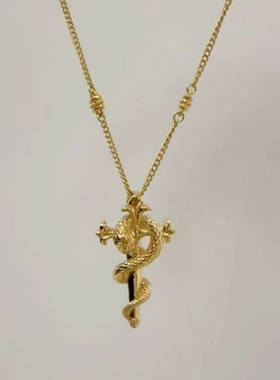 创新新款本命年权杖灵蛇项链女毛衣链ins小众设计高级精致饰品