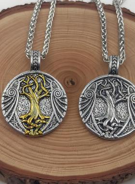 创意新款北欧生命树金银色个性复古长款毛衣链男女饰品配饰