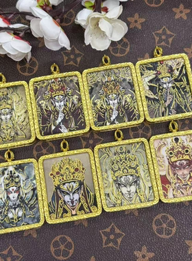 新款道家唐卡白鹤童子唐卡吊坠祥云框嘎乌盒后盖太极八卦唐卡送绳