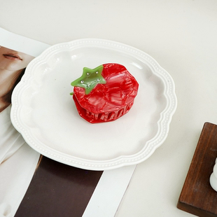 创意饰品小众设计番茄醋酸抓夹清新高级感水果发夹百搭盘发鲨鱼夹