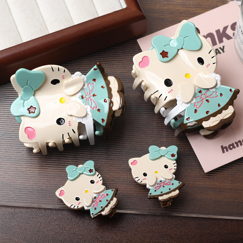 醋酸拼接卡通芭蕾舞KT猫发夹鲨鱼夹helloKitty猫可爱鲨鱼蝴蝶结