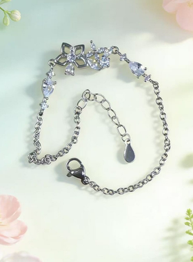 时尚轻奢简约风小花朵锆石手链高颜值小众手串精致小巧百搭手饰品