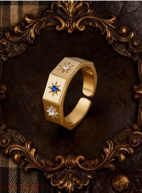 创意中古风星芒戒指时尚优雅高级感指环精致复古日常百搭食指装饰