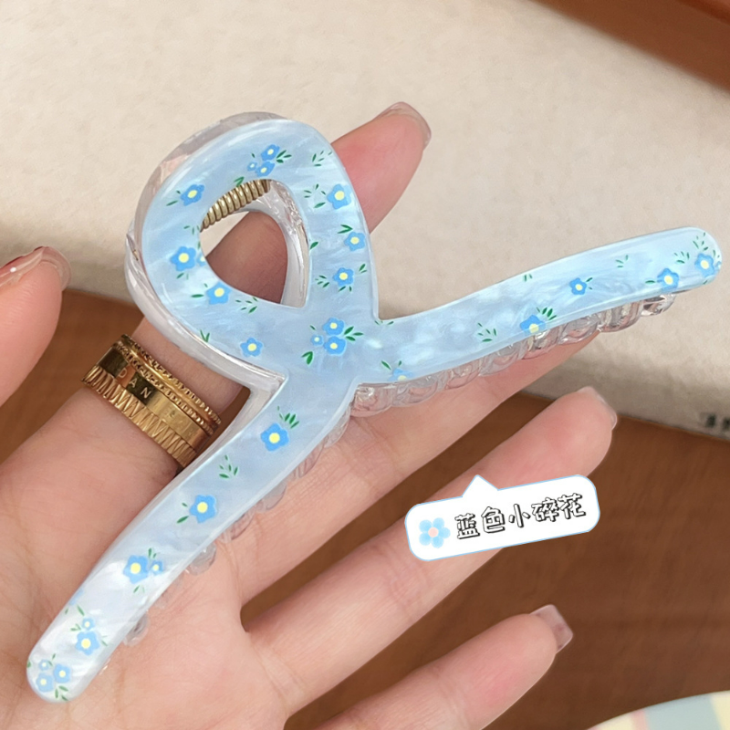 蓝色小碎花抓夹一字交叉大号发量多鲨鱼夹子百搭清新ins网红发夹,饰品/流行首饰/时尚饰品新,发饰,淘宝优惠券,粉丝福利购,淘宝优惠卷