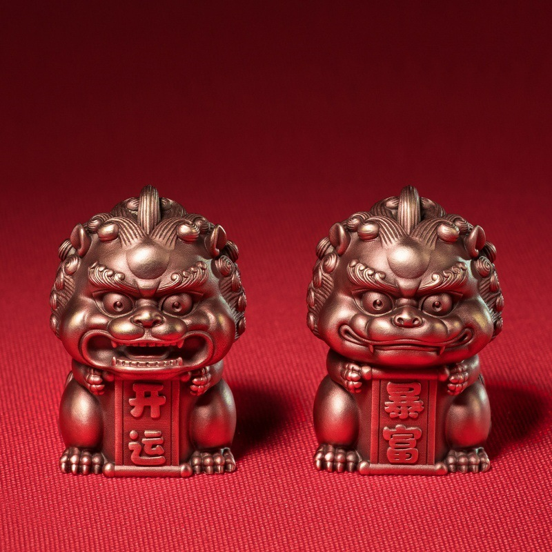 《紫铜小狮》客厅桌面瑞狮紫铜摆件开运暴富装饰工艺品国风挂件,饰品/流行首饰/时尚饰品新,摆件,淘宝优惠券,粉丝福利购,淘宝优惠卷