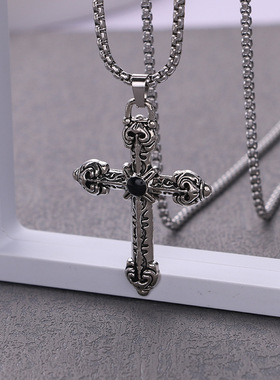 十字架时尚吊坠项链个性男女钛钢