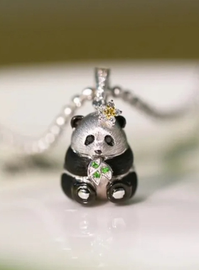 国宝小熊猫吊坠项链轻奢新中式