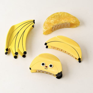 新款水果醋酸抓香蕉系列发夹清新甜美鲨鱼夹简约发夹头饰发抓少女