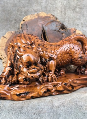 创意新款霸气雷击枣木神兽摆件吸水兽纳福家具摆件乔迁礼物摆设