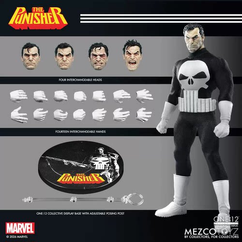 定金预定 Mezco 蚂蚁 ONE：12 Punisher 惩罚者 经典漫画版 1/12