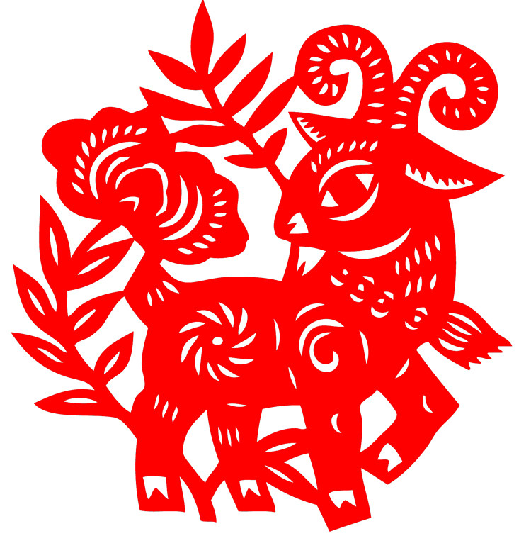 发2张 传统宣纸窗花羊十二生肖动物羊年纸质镂空宣纸刻纸剪纸成品