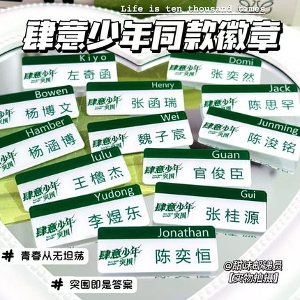肆意少年同款胸牌徽章TF家族四代周边陈奕恒铭张桂源应援校徽胸针