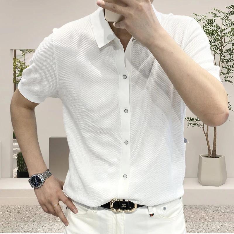 墨峰阁服饰简约轻奢/男士POLO半袖衫时尚运动户外短袖开衫款衬衫