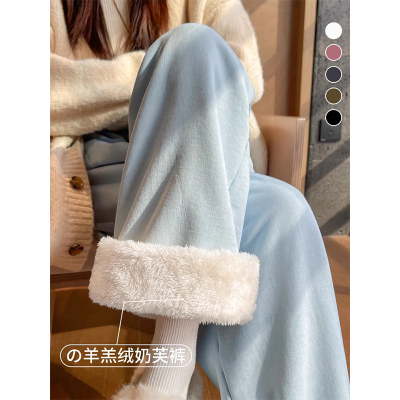 高品质一条过冬儿童羊羔绒阔腿裤