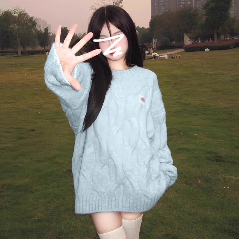 女童毛衣2024冬装新款儿童韩洋气秋冬季针织上衣加厚圆领打底线衣