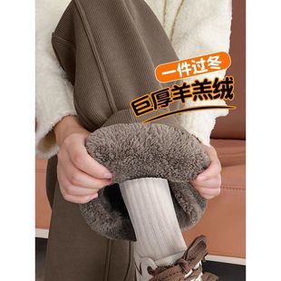 女童冬季加绒裤子羊羔绒2025新款加厚保暖长裤一条过冬特厚阔腿裤