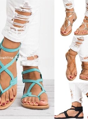 Women Ankle Strap Summer Shoes Flat Sandals Gladiator 女凉鞋