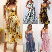 Summer Women Dress Bohemian Floral Tunic Beach Dresses women's skirt