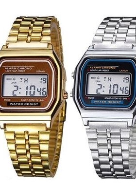 LED Digital Watch Watches Men Gold Silver Steel Clock Casu