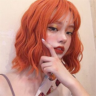 2019 tide color wig female maomao elder sister orange short