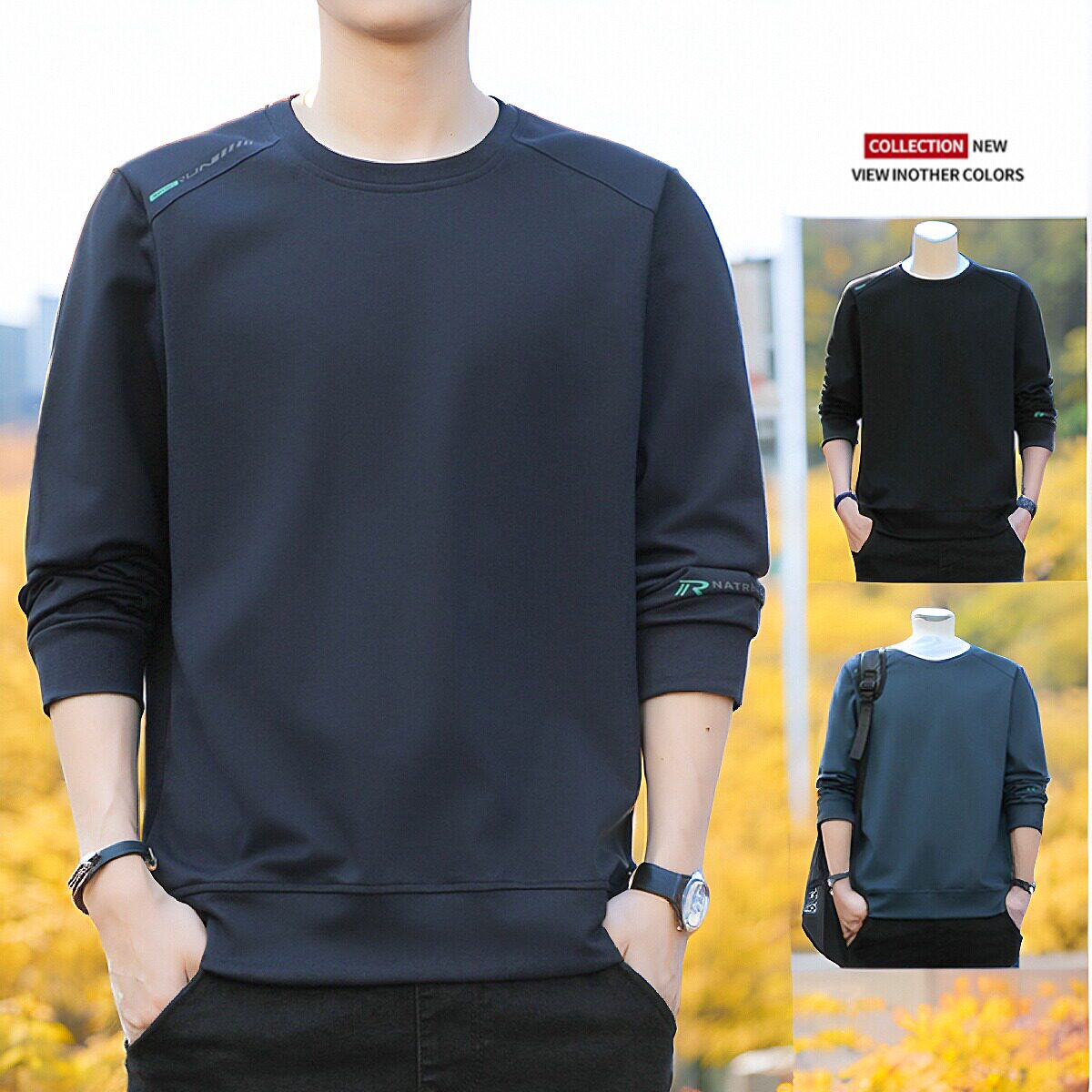 2026新款春季长袖t恤男圆领春装打底衫上衣服春秋季宽松卫衣外套