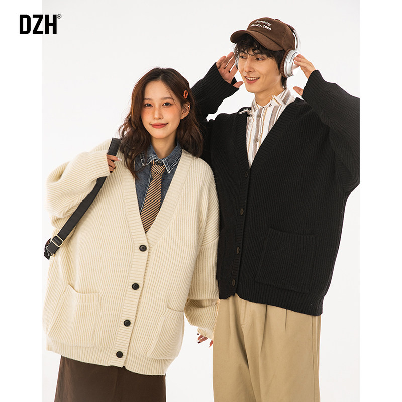 男生情侣针织开衫毛衣男冬季宽松慵懒风秋冬情侣装衫外套上衣线衣