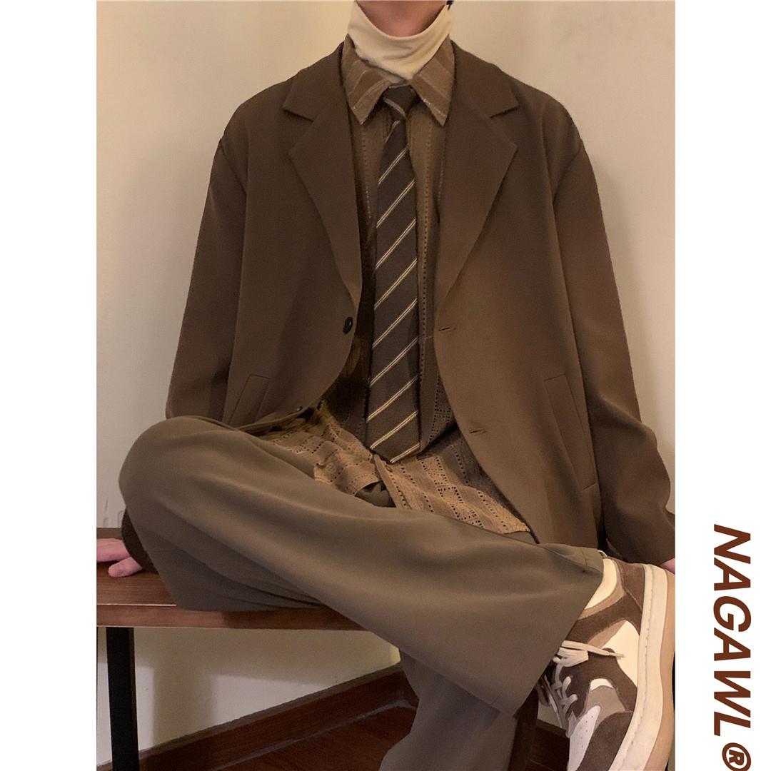 NAGAWL秋季美拉德复古宽松西装外套男女高级感痞帅西服上衣慵懒风
