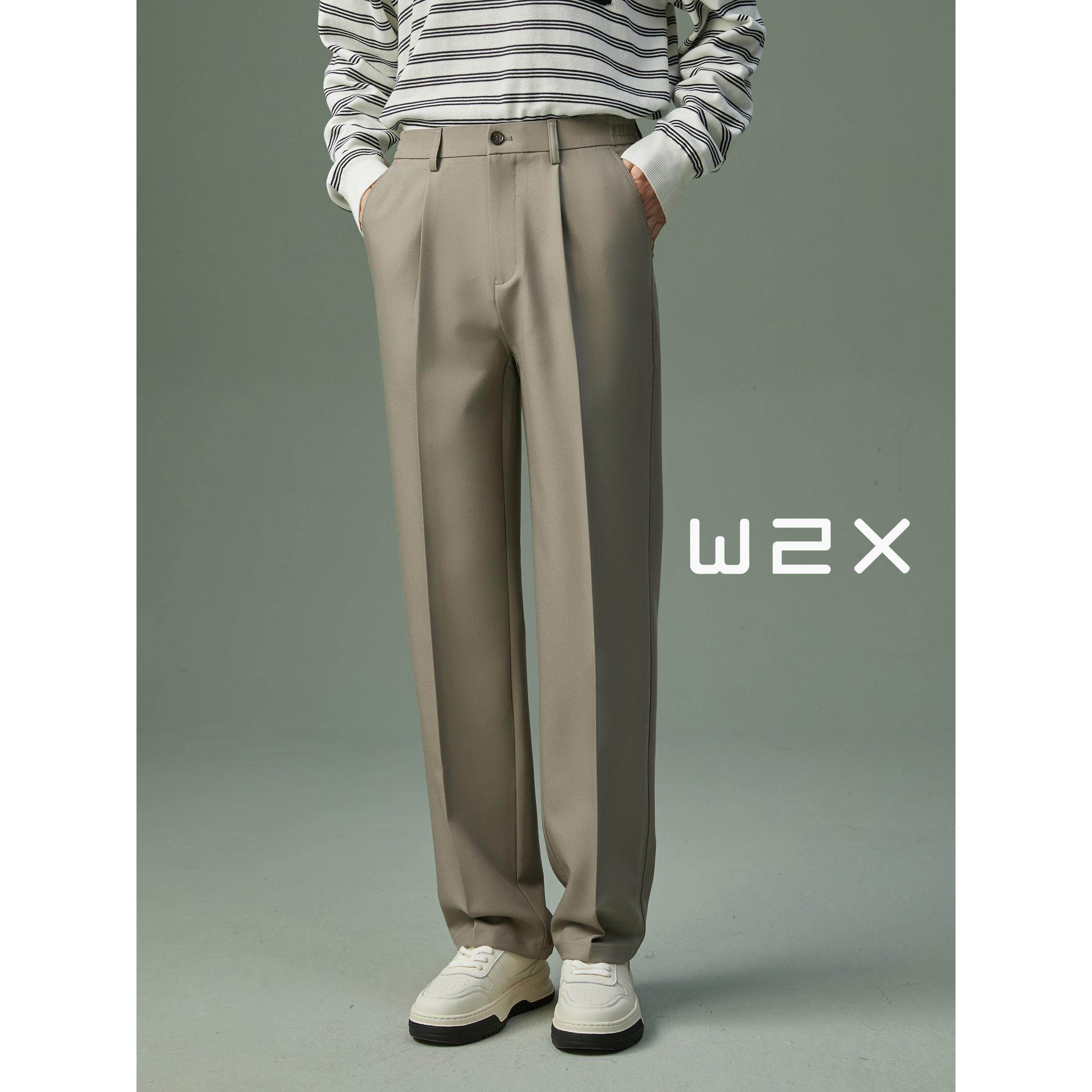 w2x春夏季新款直筒宽松休闲裤男垂坠感小西装裤高级感百搭长裤子