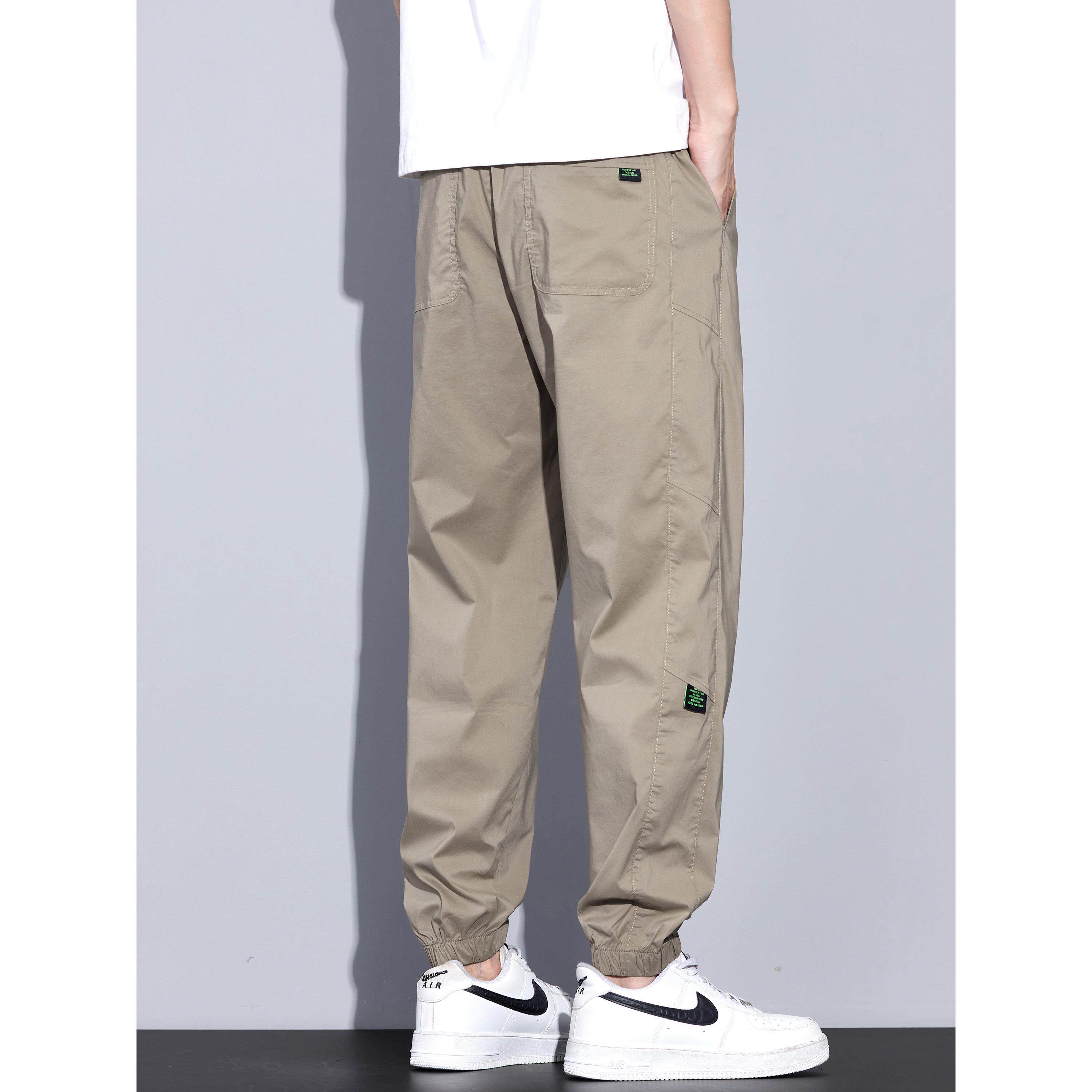 Kuvine夏季超薄款户外冰丝速干休闲裤男款宽松直筒工装九分束脚裤