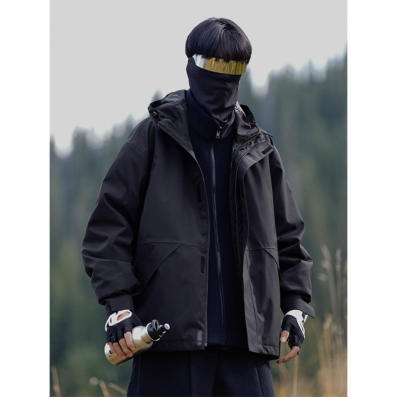 黑武士冲锋衣男秋冬季2026新款可拆卸三合一机能工装夹克棉服外套
